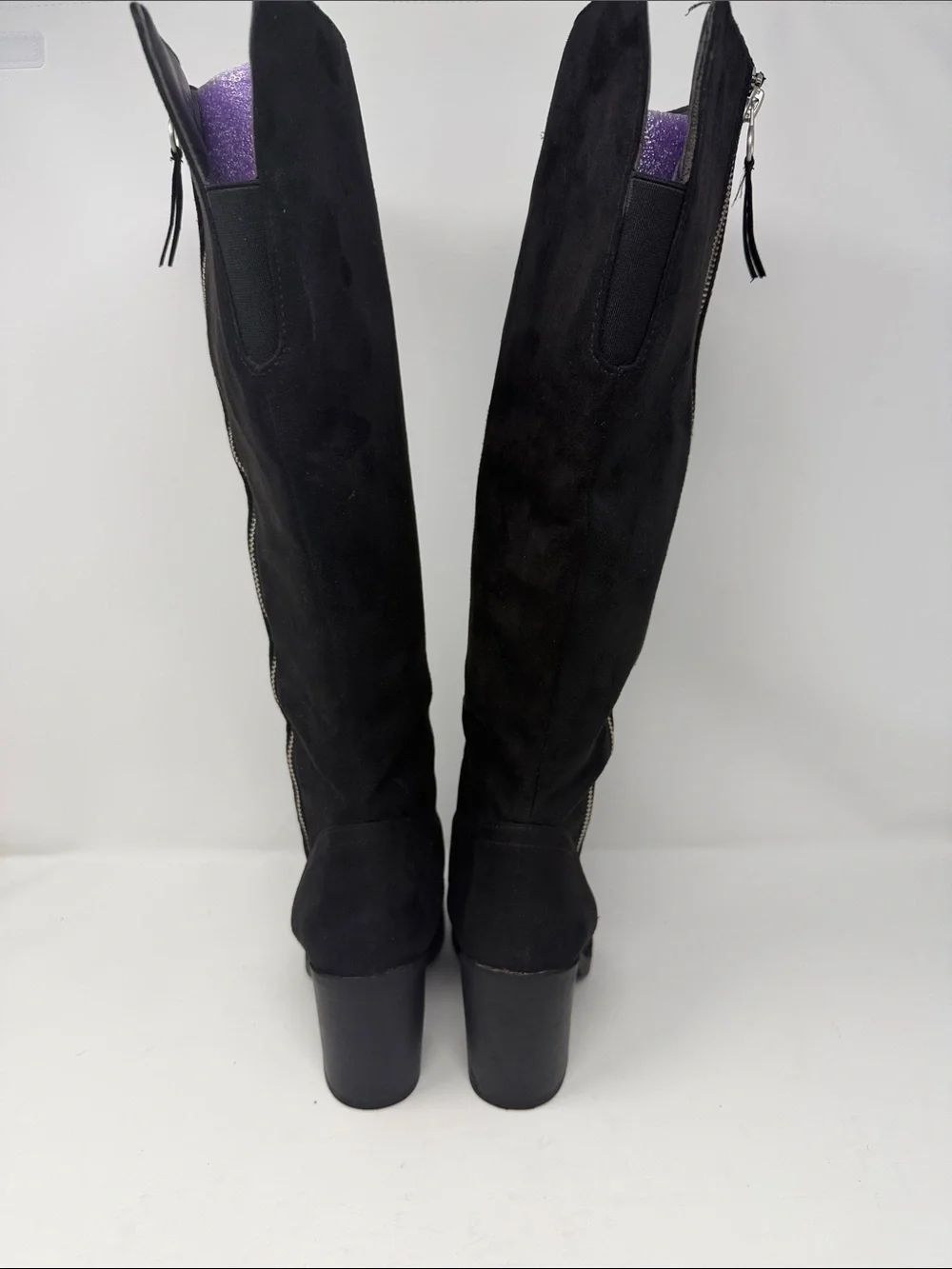 Kohl's Black  Suede-Look Boots with Silver Side Zipper Size 6